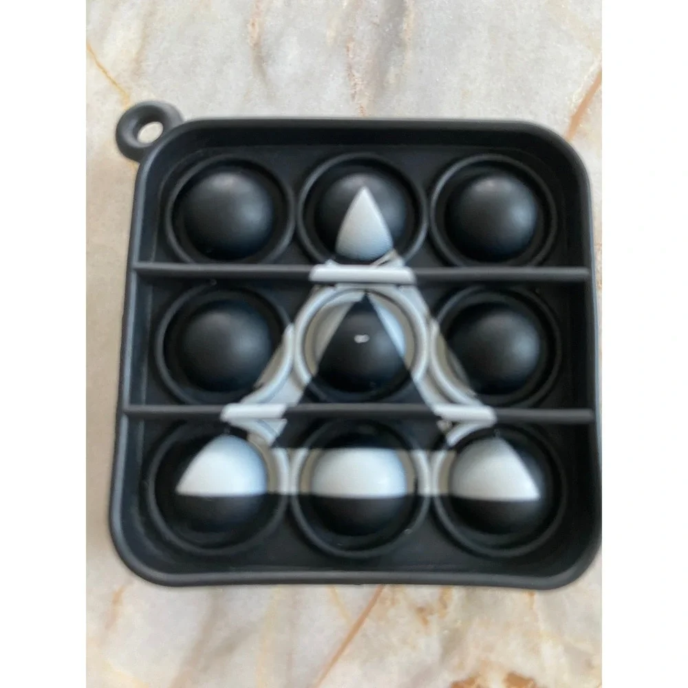 Black and White Triangle Square Fidget Pop Toy Silicone Sensory‎ Keychain 2.5in